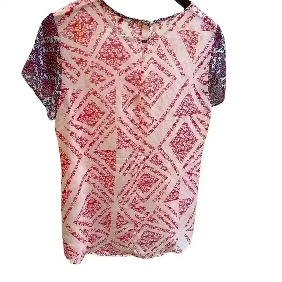 CAbi Sheer Red White Blue Blouse Size M - Picture 3 of 6